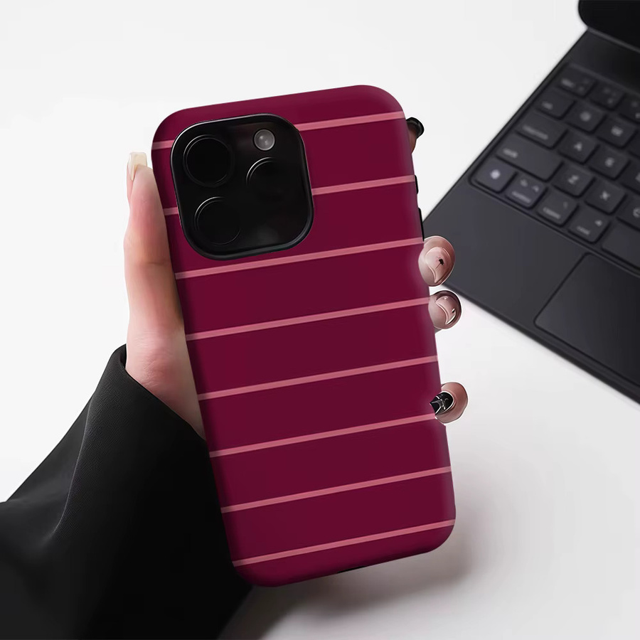 Potdemiel Handyhülle mit rot gestreiften Streifen für iPhone 17 16 15 14 13 Pro Max Plus, magnetische robuste Doppel-Schicht-Hülle - Bild 5