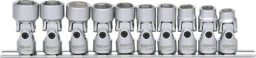 KS Tools 3/8 Zoll CLASSIC Sechskant-Stecknuss-Satz mit Gelenk, 10-teilig, 10-19mm, Chrome Vanadium, Silber - Bild 1