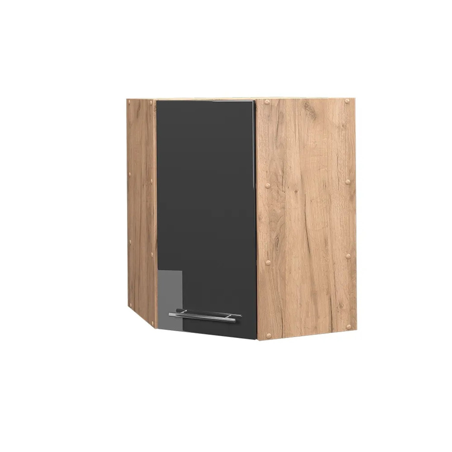 Vicco Eckhängeschrank Fame-Line Küchenschrank in Eiche und Anthrazit Hochglanz mit Softclose-Scharnieren, Breite: 57 cm, Höhe: 72 cm, Tiefe: 52 cm - Bild 3