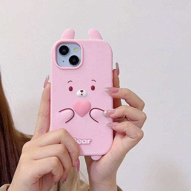 Binchi Health Electronics 3D Bär Silikonhülle für iPhone in Pink - Bild 1