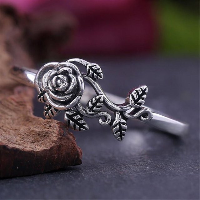 YIRAN Jewelry Statement Ring, Rose Blume, 925 Silber, Damen - Bild 1