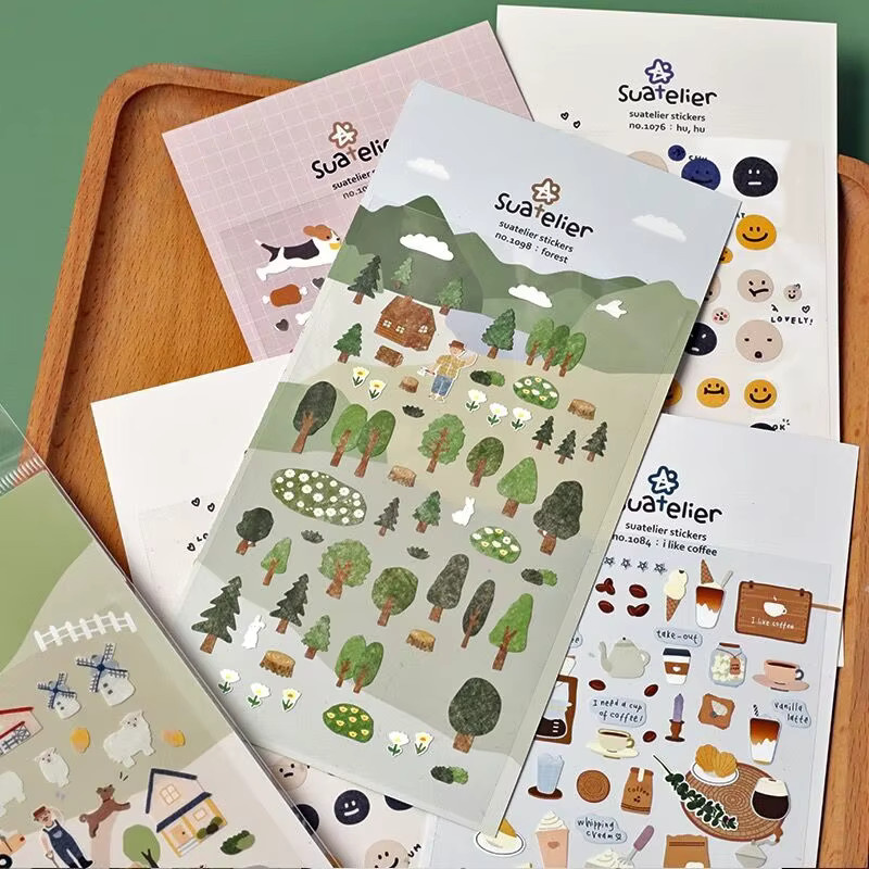 Suatelier Dekorative Aufkleber Grüner Wald für Tagebuch und Scrapbooking in Grün und Multicolour - Bild 6