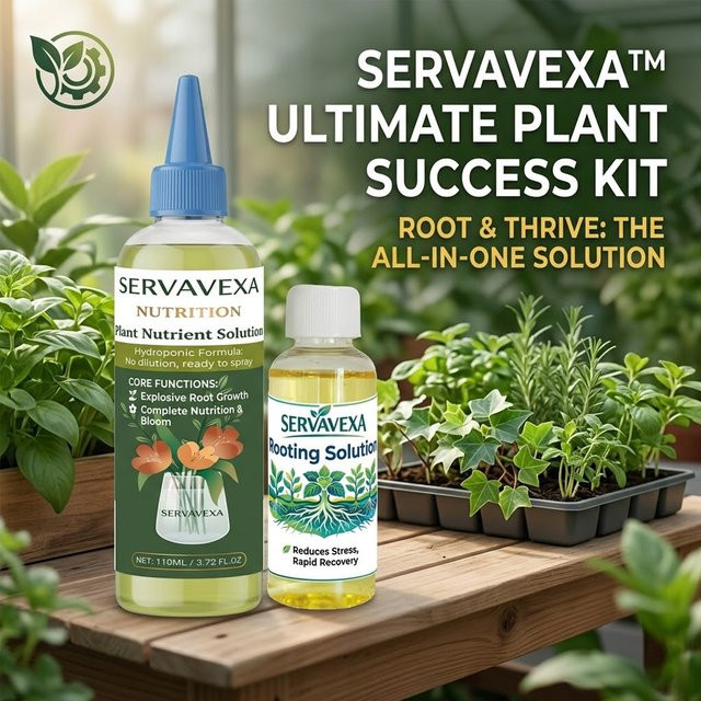SERVAVEXA 2-teiliges Pflanzenwachstums-Set mit 110 ml Nährstoff und 35 ml Bewurzelungslösung für schnelle Bewurzelung und Gartenregeneration - Bild 1