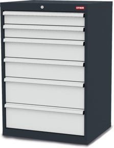 STIER Schubladenschrank aus Stahl mit 6 Schubladen, Farbe: Grau, B/T/H: 70,0 x 57,5 x 102,0 cm - Bild 1