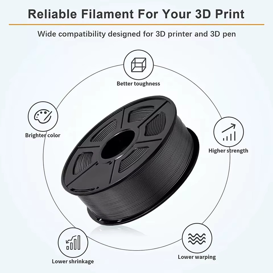 JAYO PLA Plus Filament 1,75 mm Schwarz für FDM 3D-Drucker 1100 g - Bild 3