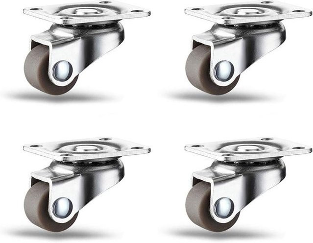 Wucifang Jewelry Mini-Lenkrollen aus Gummi mit Zink und Kunststoff in Silber, 0,5 Zoll Niedrigprofil-Schwenkrollen für Haushaltsgeräte, Möbel und Spielzeugwagen - Bild 1