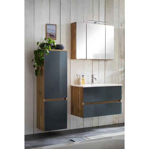 HELD MÖBEL Waschtisch-Set HELSINKI in Grau, 6-teilig, modern und wandmontiert mit LED-Beleuchtung und Soft-Close-Türen, B/T/H: 80 x 64 x 60 cm - Bild 3