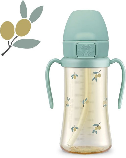 Grosmimi PPSU Becher mit beschwertem Strohhalm, BPA-frei und auslaufsicher, Pistachio Green, 300 ml - Bild 1