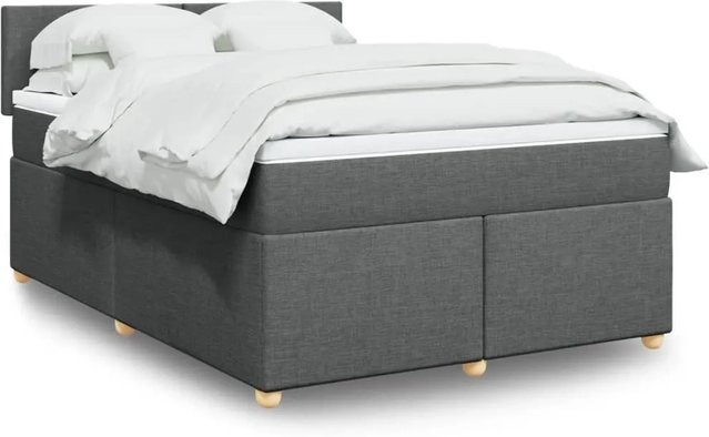vidaXL Boxspringbett mit Matratze in Dunkelgrau, Hybridbett mit USB-Ladeport und Unterbettbeleuchtung, B/T: 160 x 200 cm - Bild 1