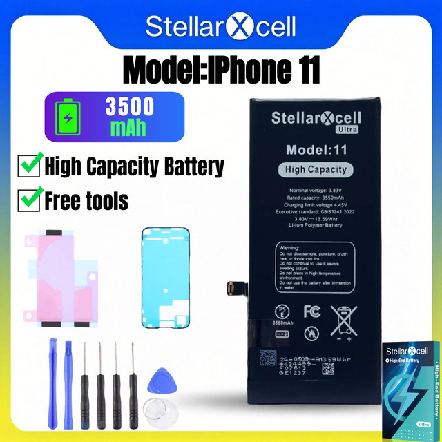 StellarXcell Ultra Akku für iPhone 11, 11 Pro und 11 Pro Max in Schwarz mit hoher Kapazität - Bild 1