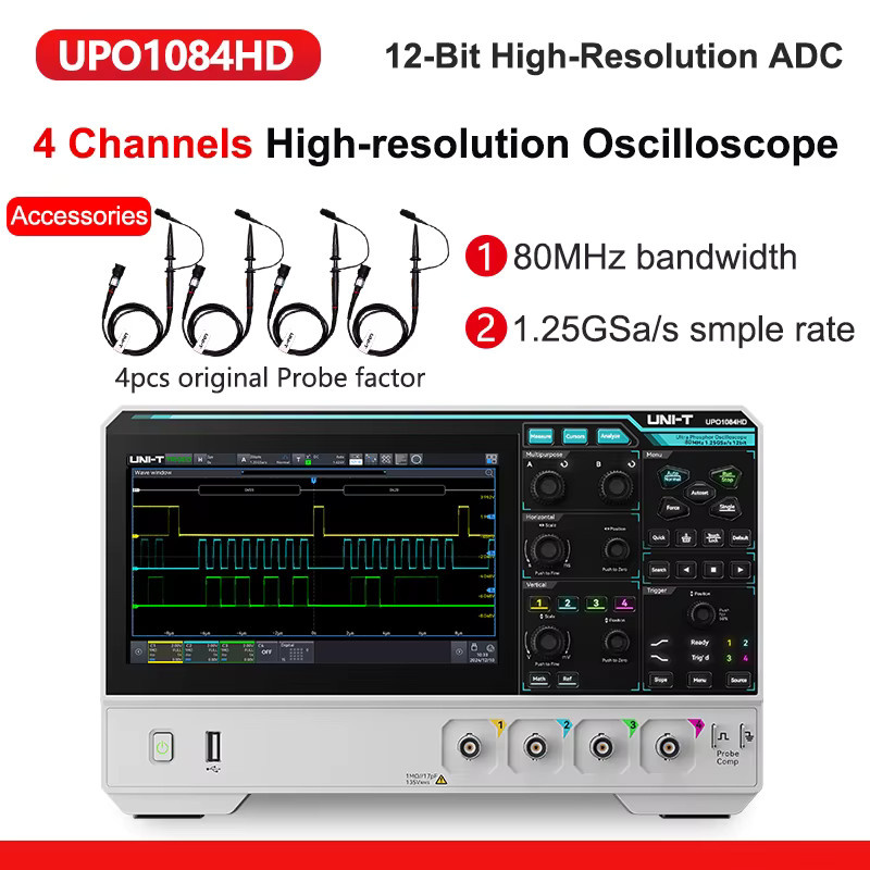 UNI-T Oszilloskop UPO1154HD UPO1082HD mit 2/4 Kanälen, 1,25 GSa/s, 80/150 MHz Bandbreite und 12-Bit ADC - Bild 6