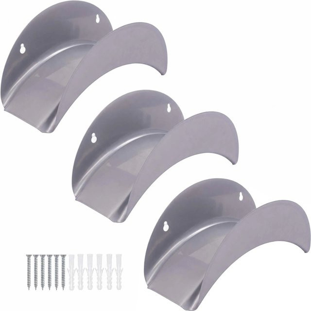 Relaxdays Schlauchhalter aus Eisen in Silber, rostfrei zur Wandmontage, 3er Set - Bild 1