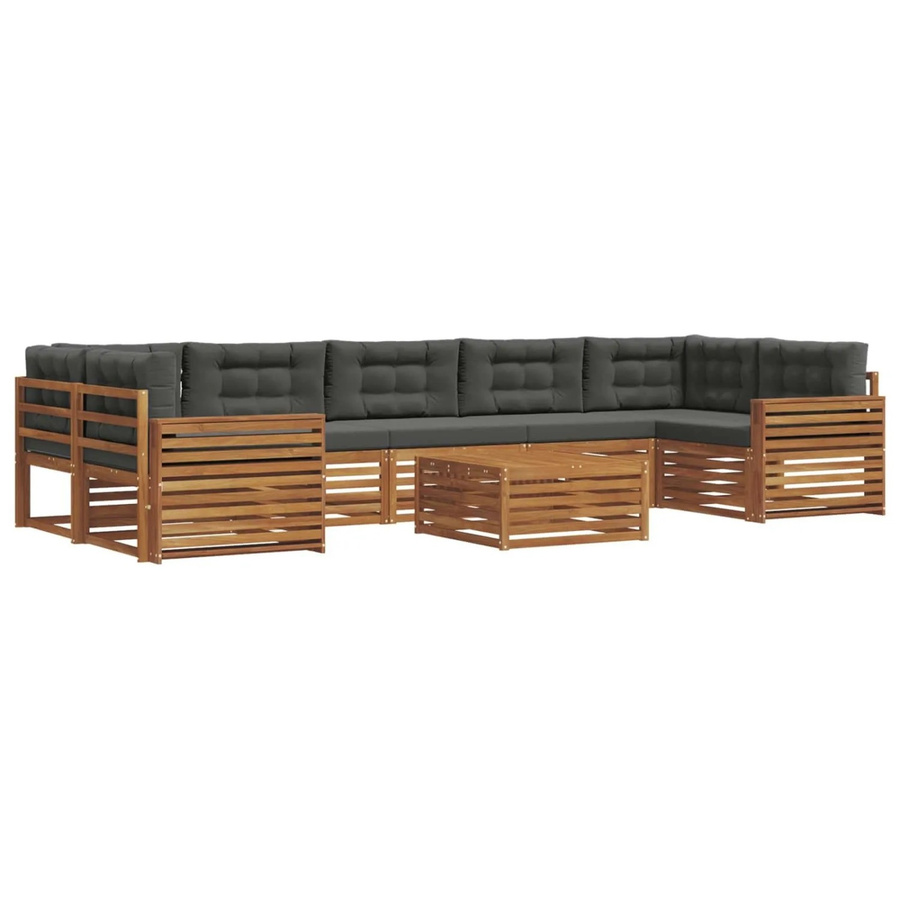 vidaXL Outdoor-Sofagarnitur 8-teilig aus massivem Akazienholz mit Kissen in Natur und Anthrazit - Bild 2