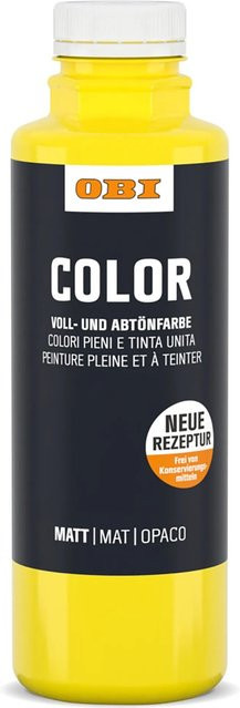 OBI Color Voll- und Abtönfarbe Gelb, wasserbasierte Dispersionsfarbe, 500 ml - Bild 1