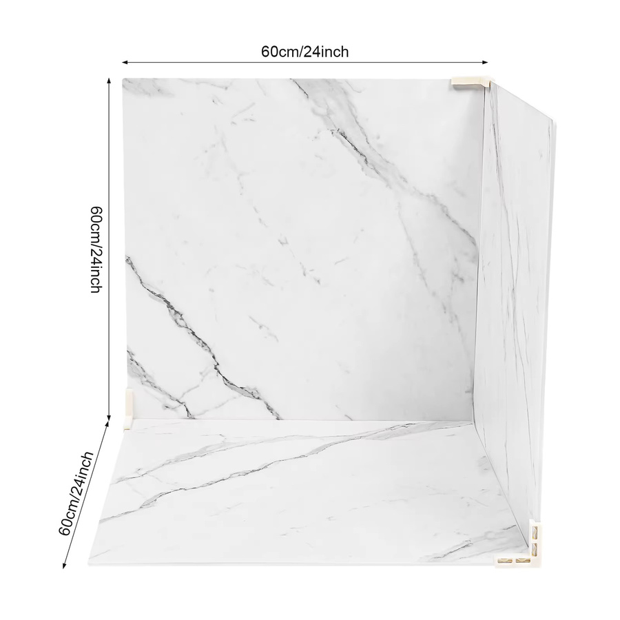3er Set Marmorweiße Fotohintergrundplatten aus robustem PVC für Flat-Lay-Aufnahmen, Breite: 60,96 cm, Breite: 60,96 cm, Breite: 60,96 cm - Bild 2
