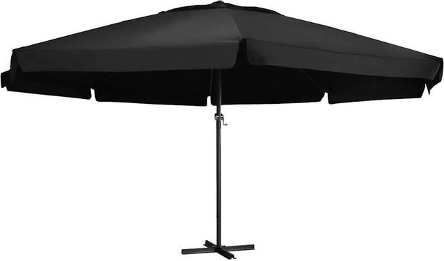 vidaXL Sonnenschirm mit Aluminium-Mast und Polyesterbespannung in Schwarz, Durchmesser: 600 cm - Bild 1