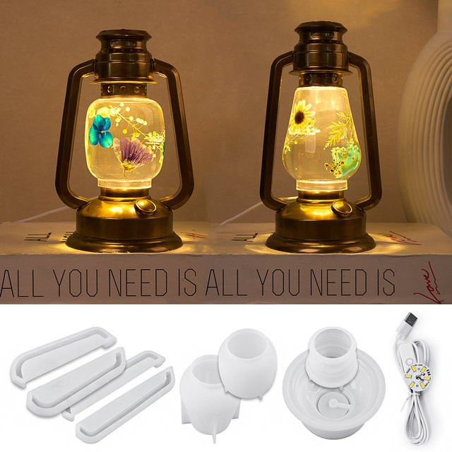 UDOCOOL Silikonform für Kerosin Design Camping Licht zur DIY Herstellung von Nachtlicht und Tischhandwerk mit Epoxidharz und USB-Dochtkabel - Bild 1