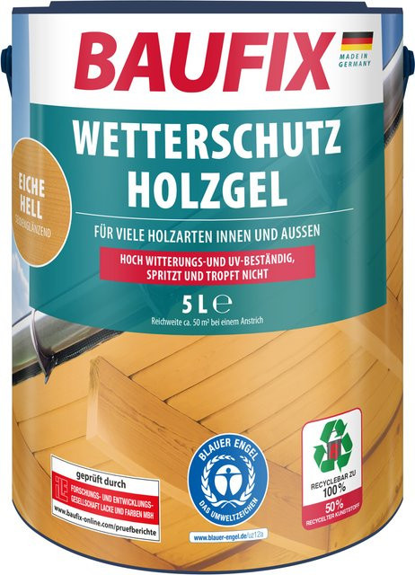 BAUFIX Wetterschutz-Holzgels in Eiche hell, 5 Liter - Bild 1