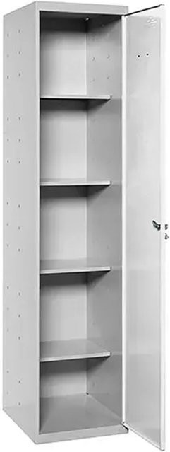 PROREGAL Putzmittelschrank AMEGO Metallschrank für den Haushalt in Weiß-Grau, H x B x T: 180 x 40 x 40 cm - Bild 1