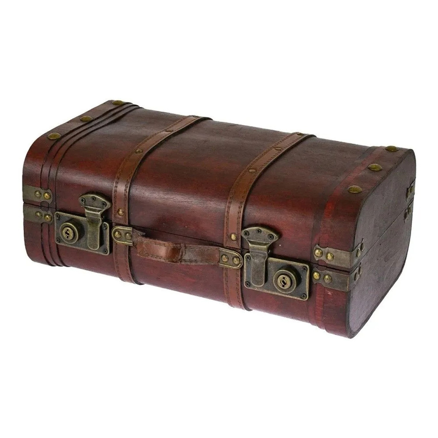 HMF Schatztruhe Vintage Holztruhe in Braun B: 40,0 cm, T: 23,5 cm, H: 16,5 cm - Bild 2