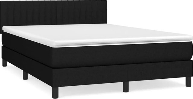 vidaXL Boxspringbett Hybrid mit Matratze und Taschenfederkern Schwarz B/T/H: 140 x 200 cm - Bild 1