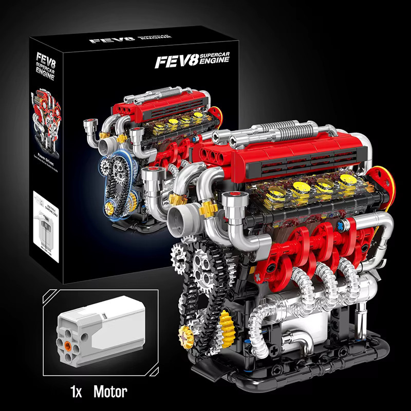 MENBIS V8 Auto-Motor Simulationsmodell, Elektrisch Angetriebene Bau-Spielzeuge, 538 Teile - Bild 6