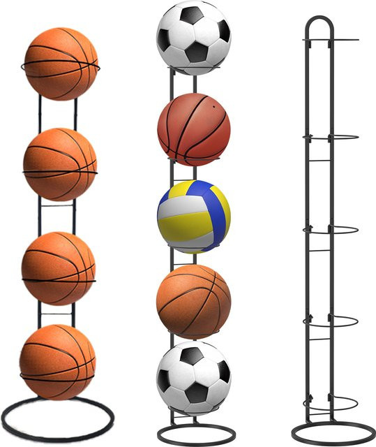 Willstar Basketball Lagerung Rack aus Metall mit 4 bis 5 Schichten für Basketball, Fußball und Volleyball, tragbare vertikale Ballhalterung für Indoor und Outdoor - Bild 1