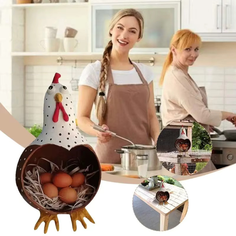 Jiahomily Huhn Ornament als kreative Eierlagerung und Dekoration für Haus und Garten - Bild 5