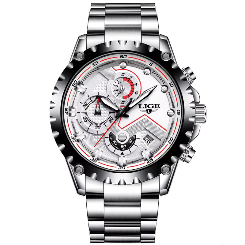 LIGE Chronograph, Quarz, Edelstahl, Silber, Herren - Bild 7