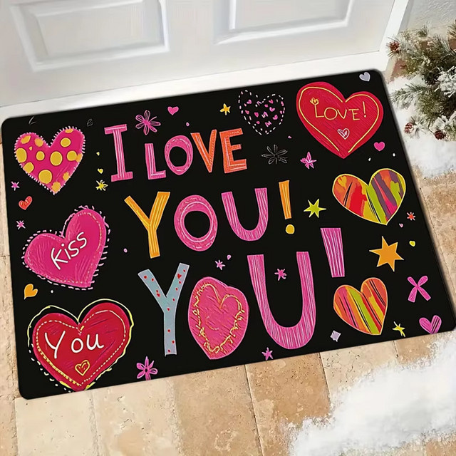 VIKAMA Fußmatte mit romantischem Slogan, mehrfarbig, B/T: 60 x 40 cm - Bild 1
