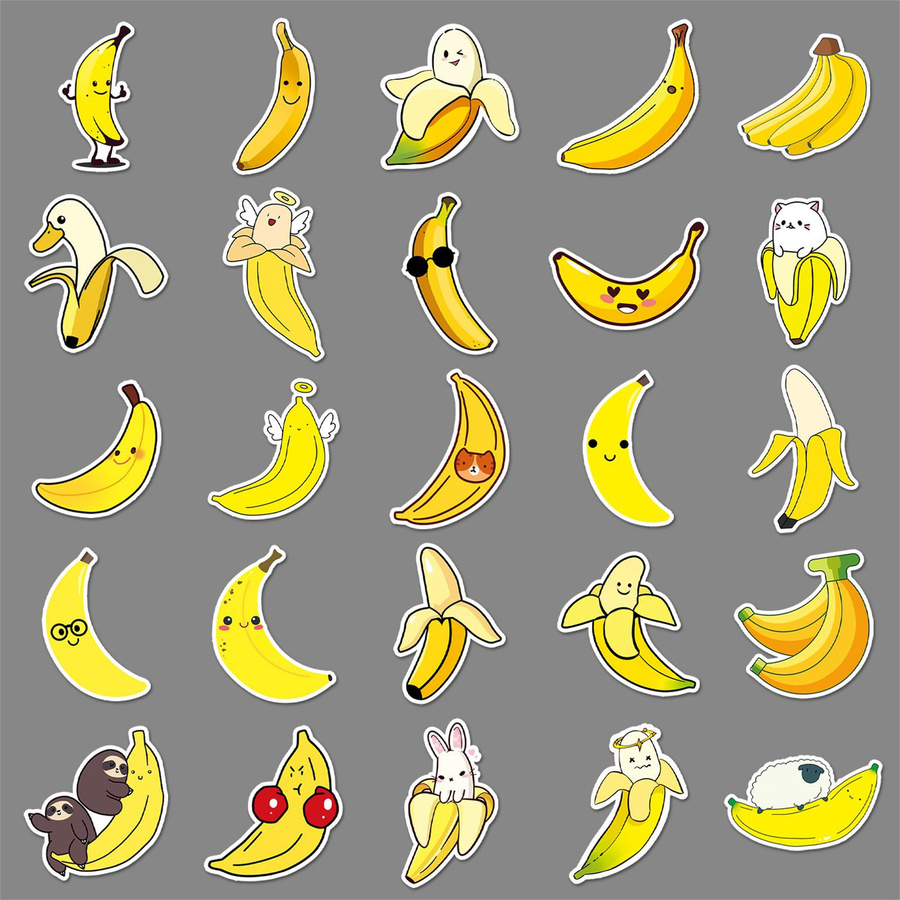 50 Bananen-Doodle-Motive Cartoon-Frucht-Aufkleber wasserdicht - Bild 2