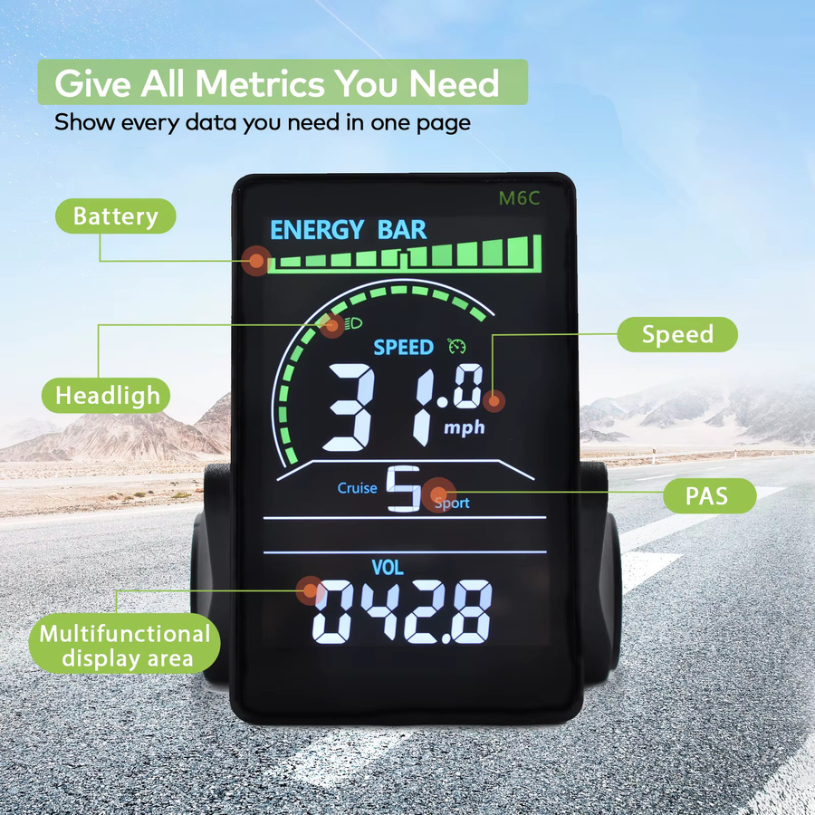 Haytrix M6C Elektrischer Fahrradcomputer mit Bluetooth, Wasserdicht, Schwarz - Bild 2