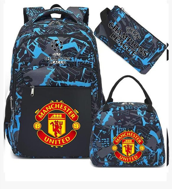 3-teiliges Schulrucksack-Set in Blau aus Oxford-Stoff mit Schultasche und Federmäppchen - Bild 1