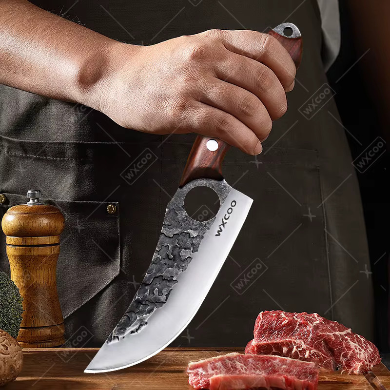 VLEO Japanisches Ausbeinmesser handgeschmiedet mit Holzscheide - Bild 4
