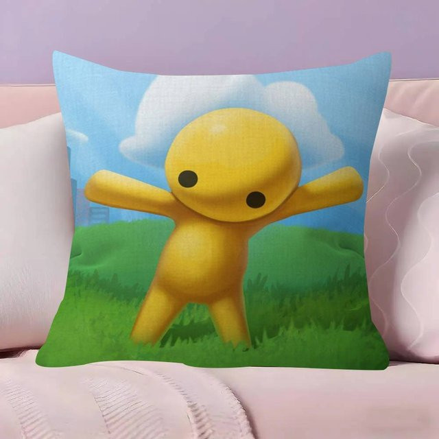 Niedlicher Oktopus Kissenbezug aus kurzem Plüsch mit Cartoon-Print, Gelb, B/B/H: 35 x 35 x 0 cm - Bild 1