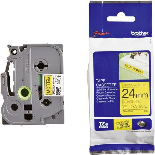 Brother Schriftbandkassette TZe-S651 für Beschriftungsgeräte, Farbe: Gelb, Schriftfarbe: Schwarz, Breite: 24 mm, Länge: 8 m - Bild 1