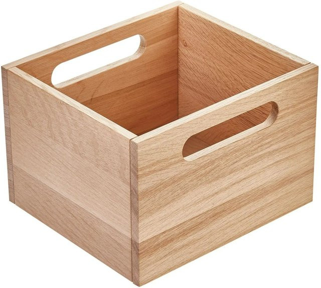 SOTECH Organisations Container aus Holz in Eiche Lackiert Braun als Schubladen Einsatz mit Griffen B/T/H: 22,5 x 20,0 x 15,0 cm - Bild 1