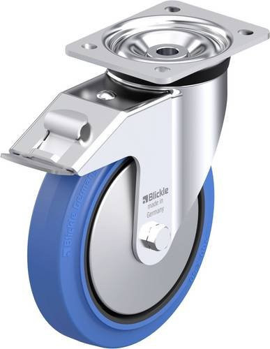 Blickle Stahlblech-Lenkrolle LK-POEV 200KA-FI-SB-FA in Schwarz und Blau mit 200 mm Rad-Durchmesser und 500 kg Tragfähigkeit - Bild 1