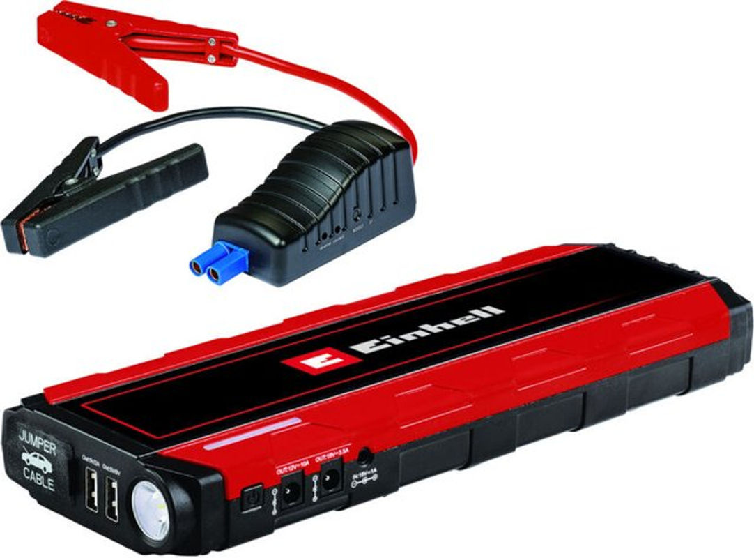 Einhell Jump-Start Power Bank CE-JS 18 in Rot mit 300A Starthilfe, 18000 mAh Kapazität und 2x USB-Steckdose - Bild 2