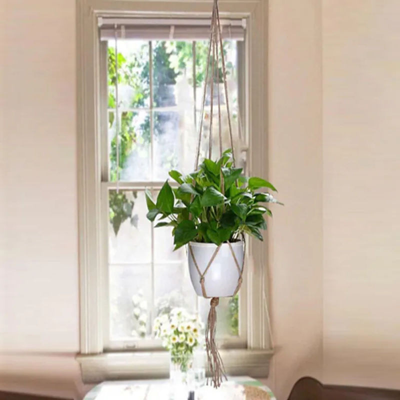 6er Set CosyHome Makramee Pflanzenampel Vintage Weiß Hängende Pflanzenhalter für Indoor und Outdoor - Bild 1