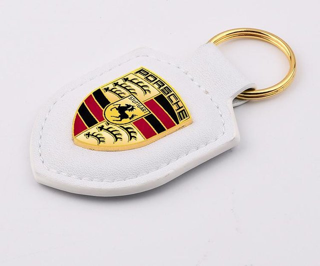 Porsche Schlüsselanhänger Leder, beige, Unisex - Bild 1