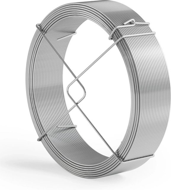 Wiltec Gartendraht aus verzinktem Stahl in Silber, 50 m Wickeldraht mit 1,5 mm Durchmesser als Bindedraht und Pflanzendraht - Bild 1