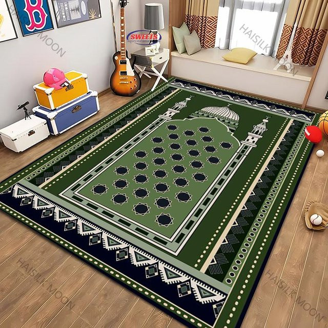 Miniso Gebetsteppich Modern Geometric in Grün, B/B: 60 x 40 cm - Bild 1