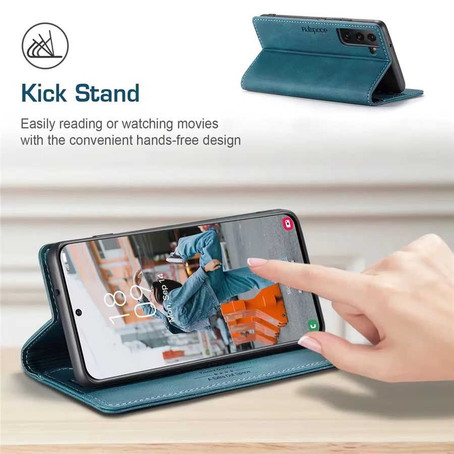 Samsung Wallet Flip Cover Ledertasche für S25 Edge S22 Ultra S21 FE S20 S10 S9 S8 Plus A53 A33 A13 A52S A42 A32 A22 A12 A71 A51 in Schwarz - Bild 3