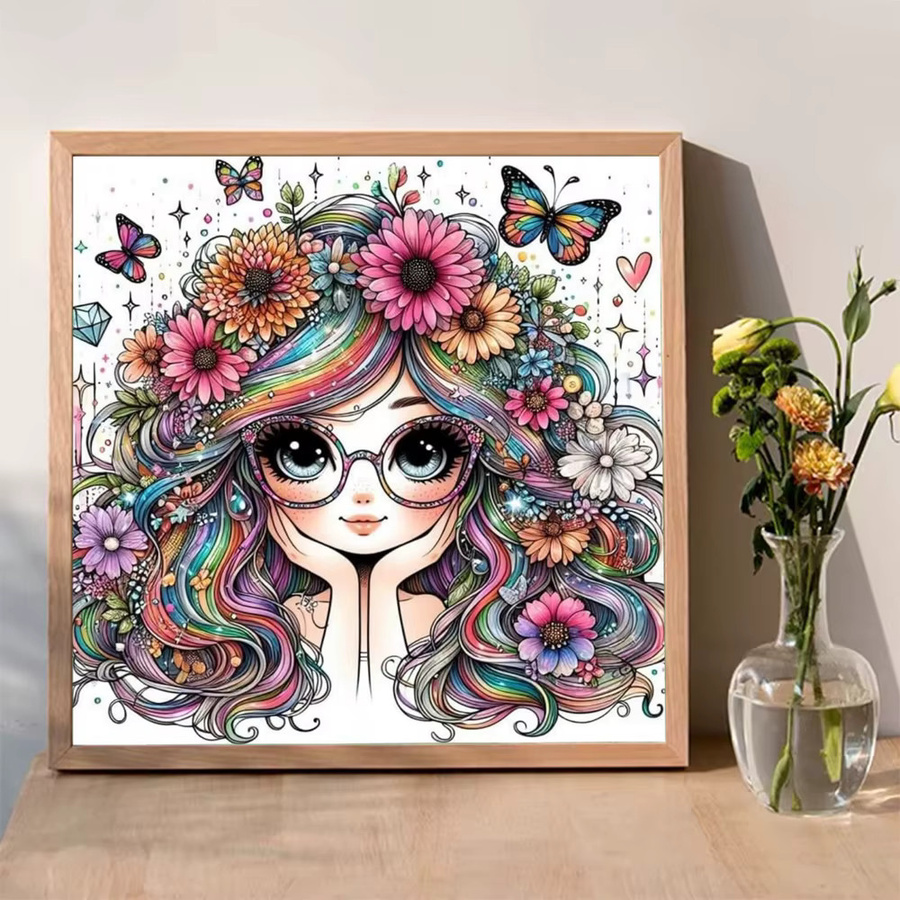 Momoart Diamant Stickerei Mädchen Porträt, DIY Malerei, Bunt / Mehrfarbig - Bild 3