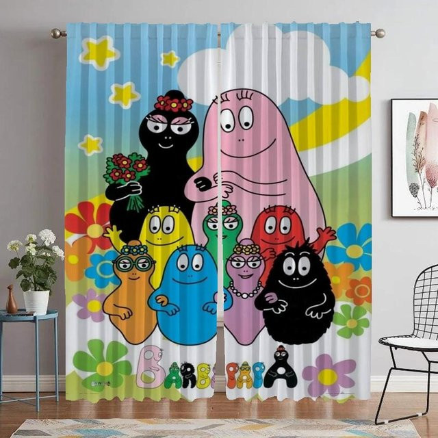 Kamera Les Barbapapa Wohnkultur Vorhänge aus Polyester, 2 Paneele, Transparent, B: 74 cm, H: 114 cm - Bild 1