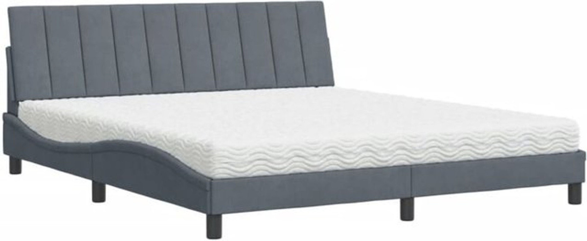Polsterbett Hanko von Vidaxl mit Matratze in Dunkelgrau, Modernes Samt-Bett B: 180 cm, T: 200 cm, H: 185 cm - Bild 1