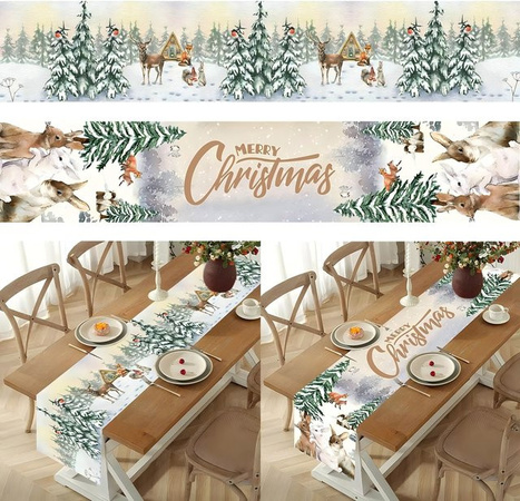 VIKAMA Weihnachts-Tischläufer mit Cartoon-Motiv, Mehrfarbig, B/H: 90 x 33 cm