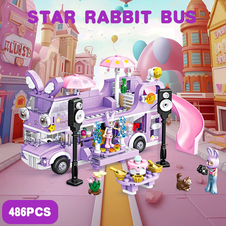 ZKZC Doppel-Storey Star Rabit Bus Bausteine, 486 Teile, Lila - Bild 2
