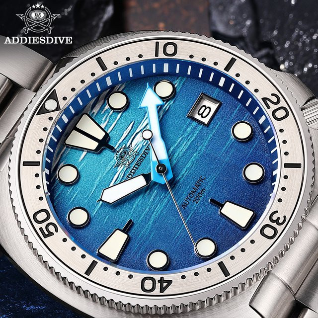 ADDIESDIVE Armbanduhr, Automatik, Edelstahl, Blau, Saphirglas, Herren - Bild 1